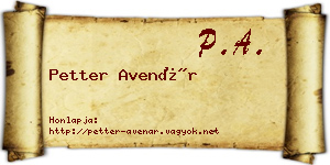 Petter Avenár névjegykártya